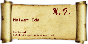 Malmer Ida névjegykártya